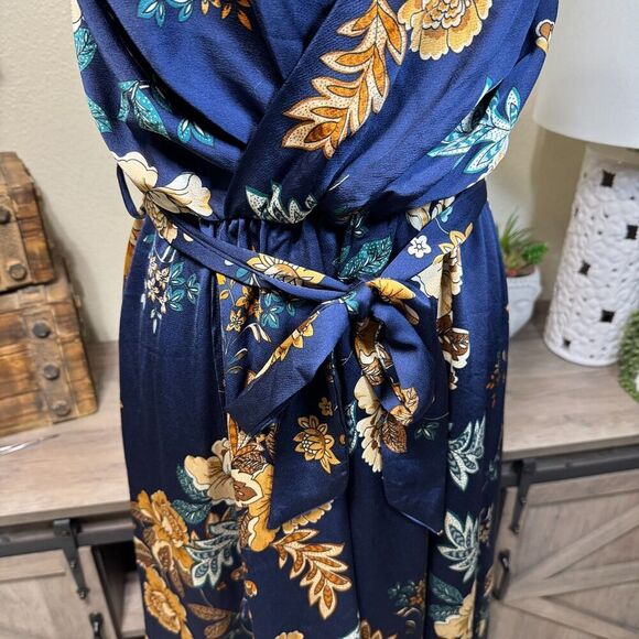 Hello Molly Falling In Style Floral Midi Dress Waist Tie Size 6 High Low Wedding - Picture 4 of 11